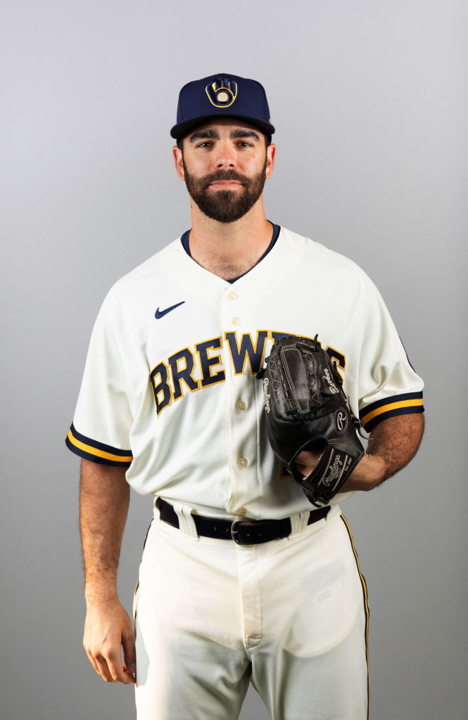 Luke Barker pitched in three games for the Brewers this season after making his MLB debut at 30 years old.