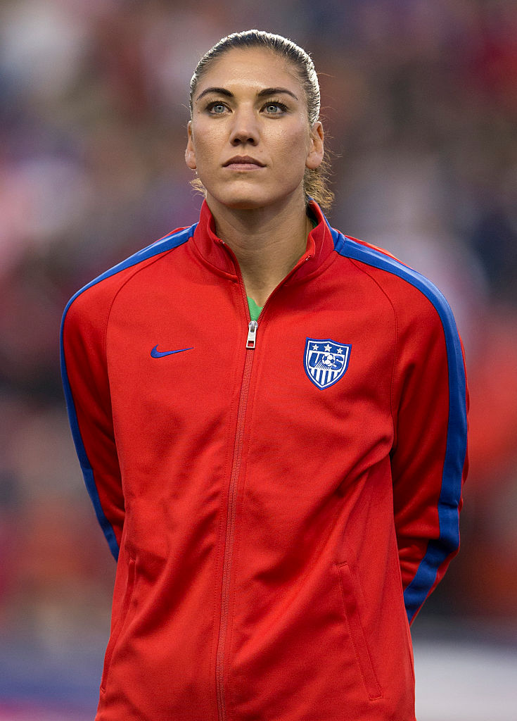 Hope Solo as USWNT goalkeeper before game versus Costa Rica.