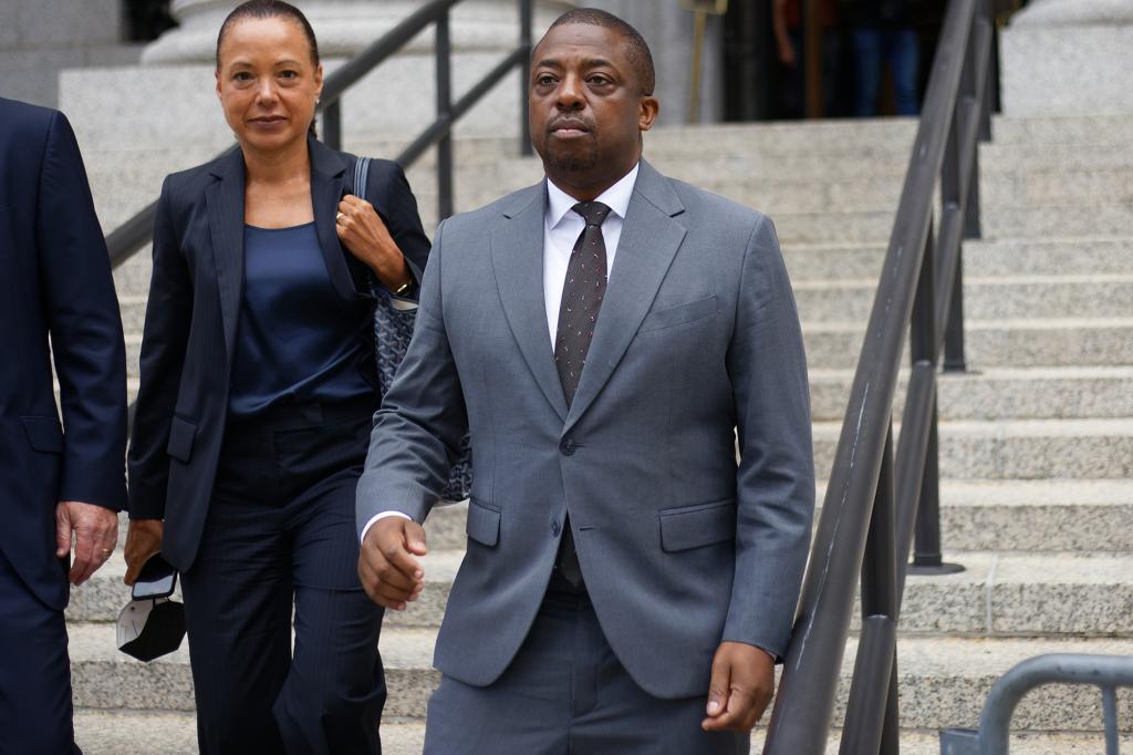 Former New York Lt. Governor Brian Benjamin leaves the Thurgood Marshall United States Courthouse on August 10.