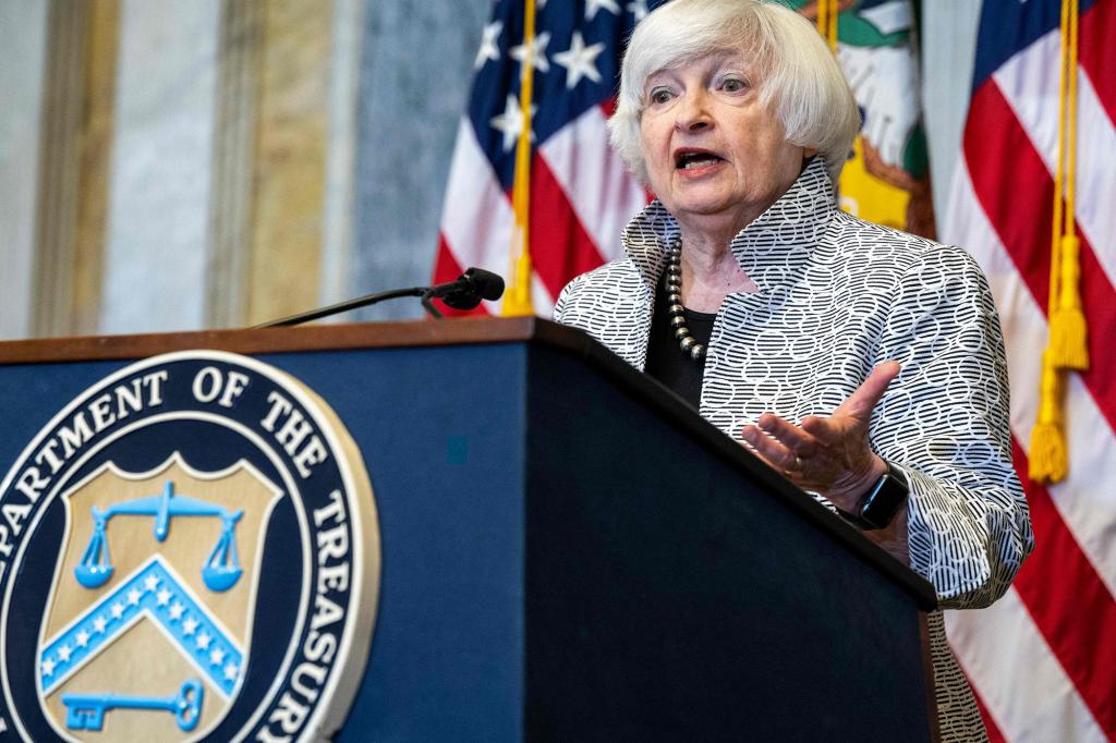 US Treasury Secretary Janet Yellen speaks on the state of the US economy during a press conference at the Department of Treasury in Washington, DC, July 28, 2022.