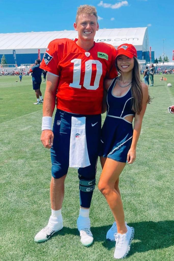 Patriots quarterback Mac Jones was supported by girlfriend Sophie Scott at training camp.