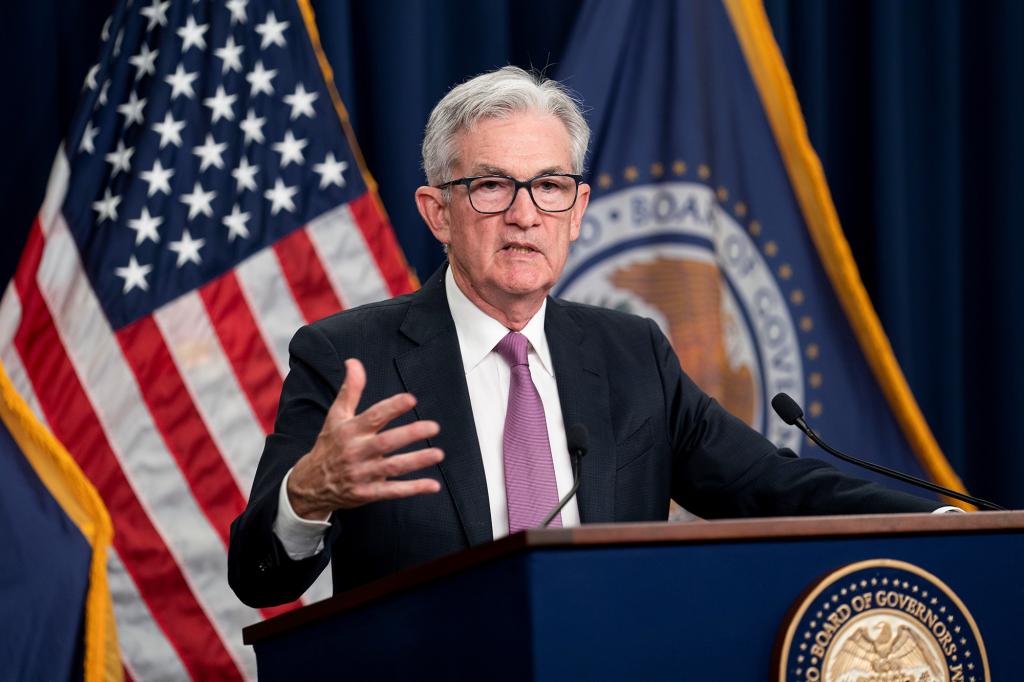 Investors are bracing for a possible 100 basis points interest rate hike by the Fed this month. Fed Chair Jerome Powell is pictured.