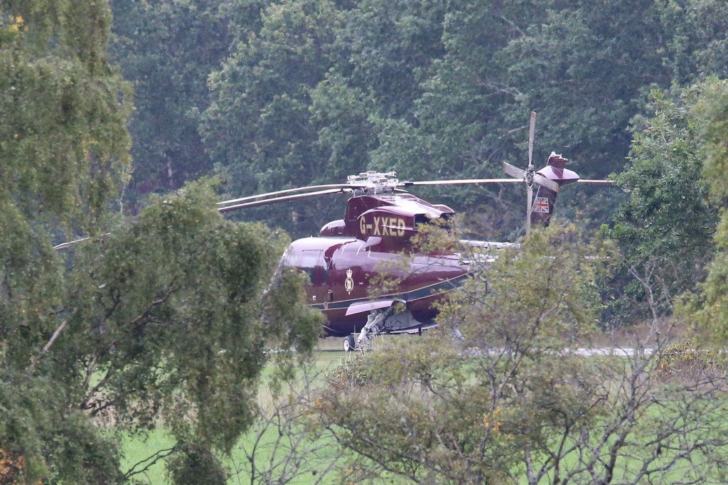 King Charles' helicopter arriving at Balmoral before his mother's death.