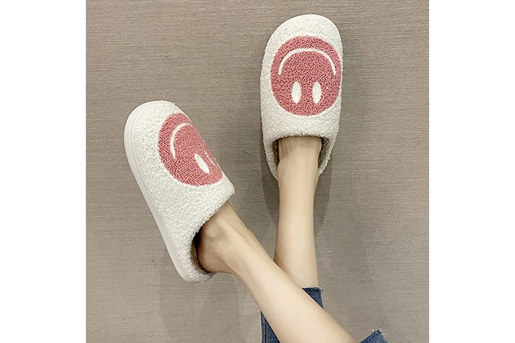 A pair of smiley face slippers