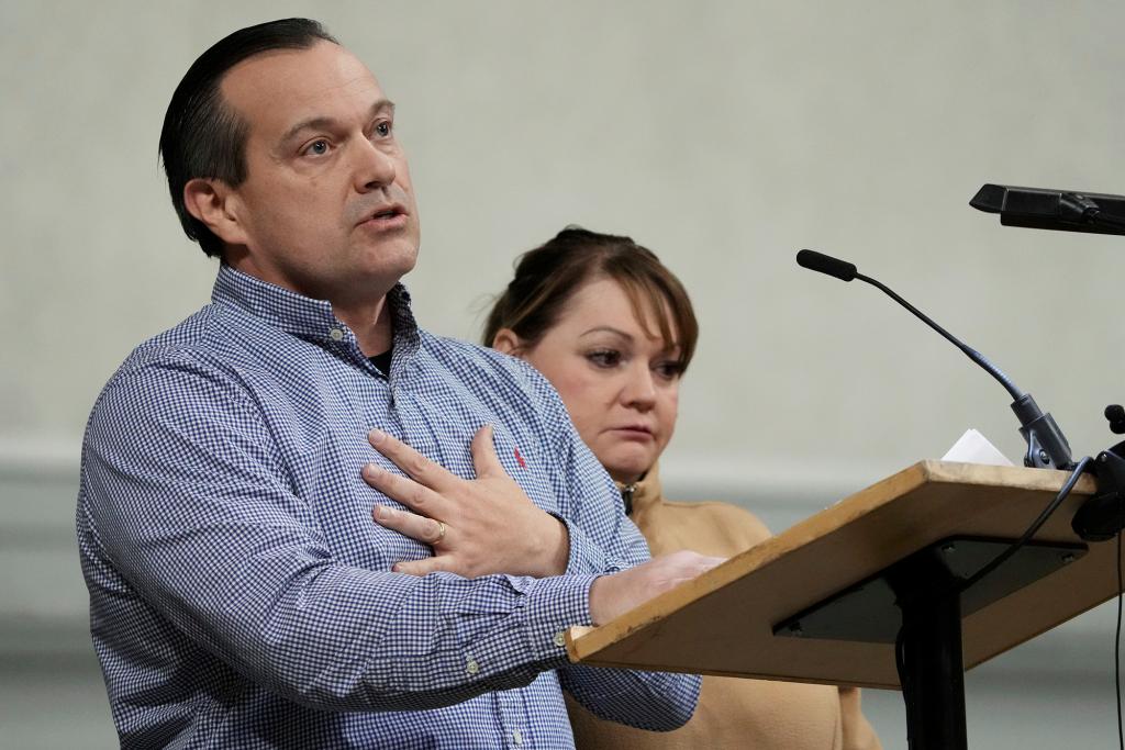 Steve Goncalves, pictured at a vigil, said the family fears the killer could attend a funeral service.