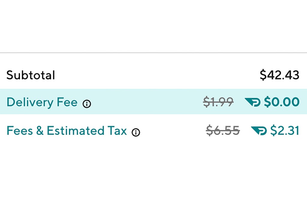 A screenshot of a DoorDash receipt 