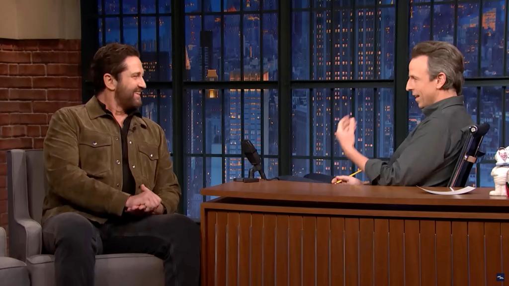 Gerard Butler tells Seth Meyers about how he accidentally burned himself while filming "Plane."