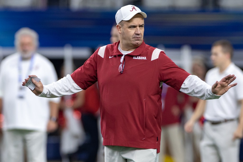 Bill O'Brien before Alabama's Cotton Bowl game on Dec. 31, 2021.