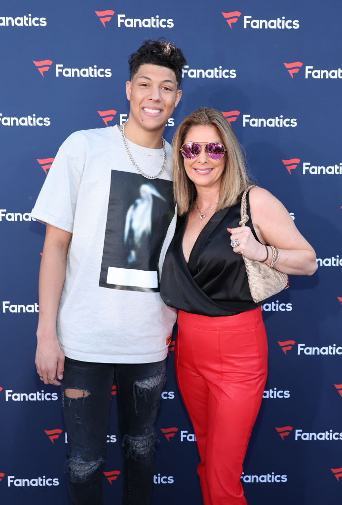 Jackson Mahomes and mother, Randi, at Fanatics party during Super Bowl week in 2023.