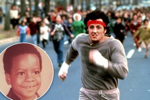 The Post's Chuck Arnold (inset) was one of 800 Philadelphia school children enlisted as extras for the famous running scene in "Rocky II."