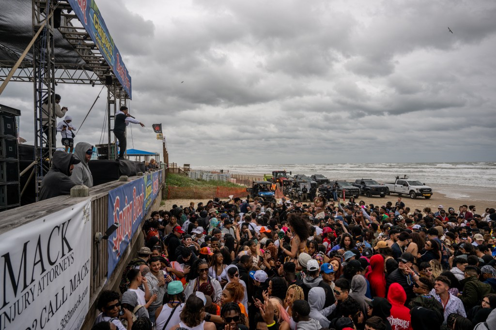 A DJ performed a set for hundreds of party animals during the daytime rave on the beach. 