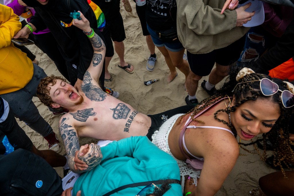 On Saturday, scores of college students were seen drinking, dancing and twerking on the beaches of South Padre Island as spring break celebrations continued there unabated.