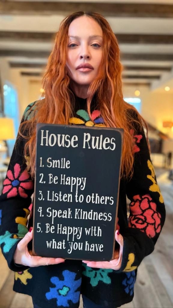 Madonna is laying out her list of house rules on Instagram.