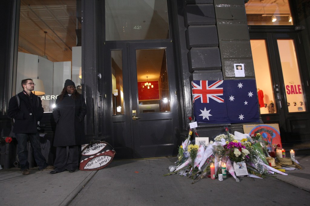 Fans and media are seen outside the Soho apartment of Australian actor Heath Ledger on Jan. 23, 2008 in New York City.