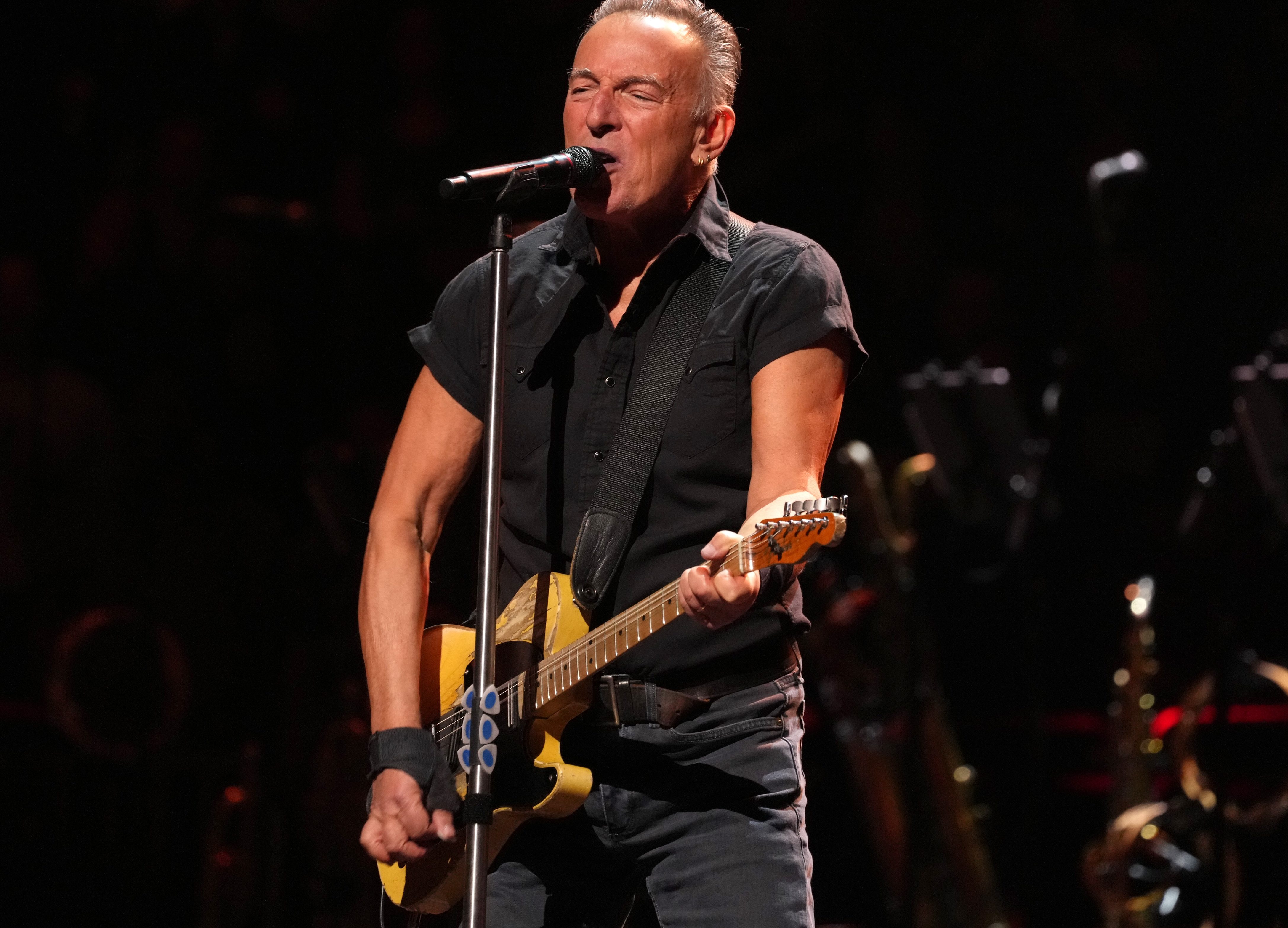 Bruce Springsteen performing at TD Garden in Boston. 