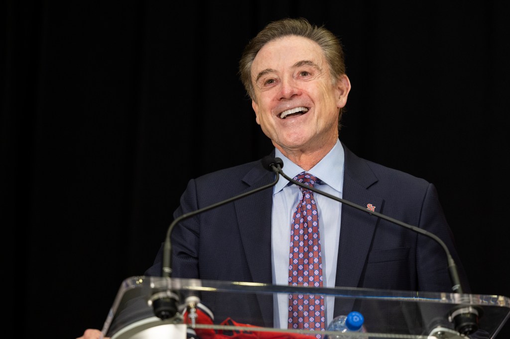 Rick Pitino speaks after being introduced as St. John's new men's NCAA college basketball head coach.