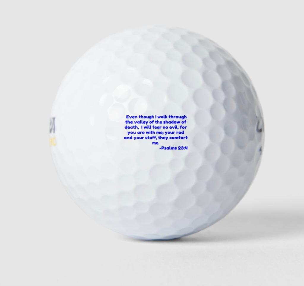 Golf ball inscribed with Psalms 23.