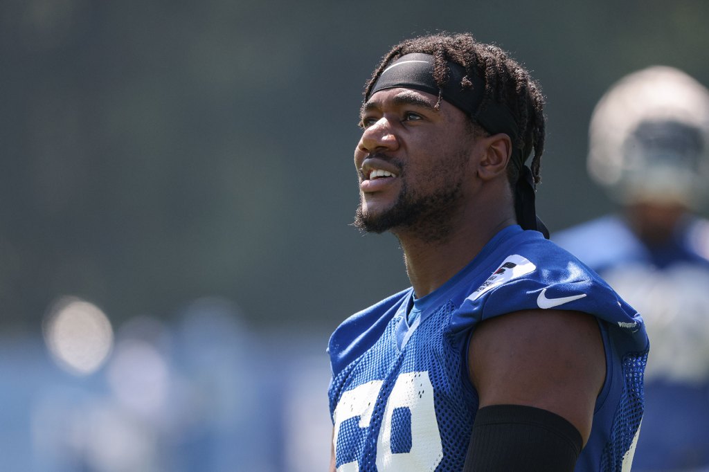 Bobby Okereke #58 of the Indianapolis Colts is seen during training camp