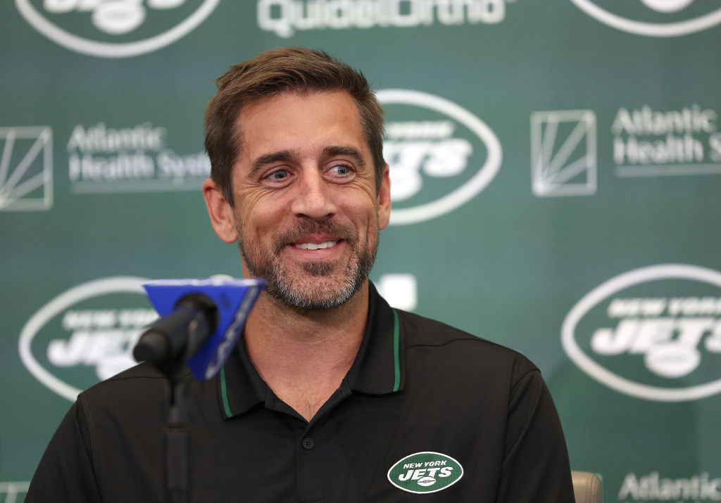 Aaron Rodgers had his introductory press conference with the Jets on Wednesday.