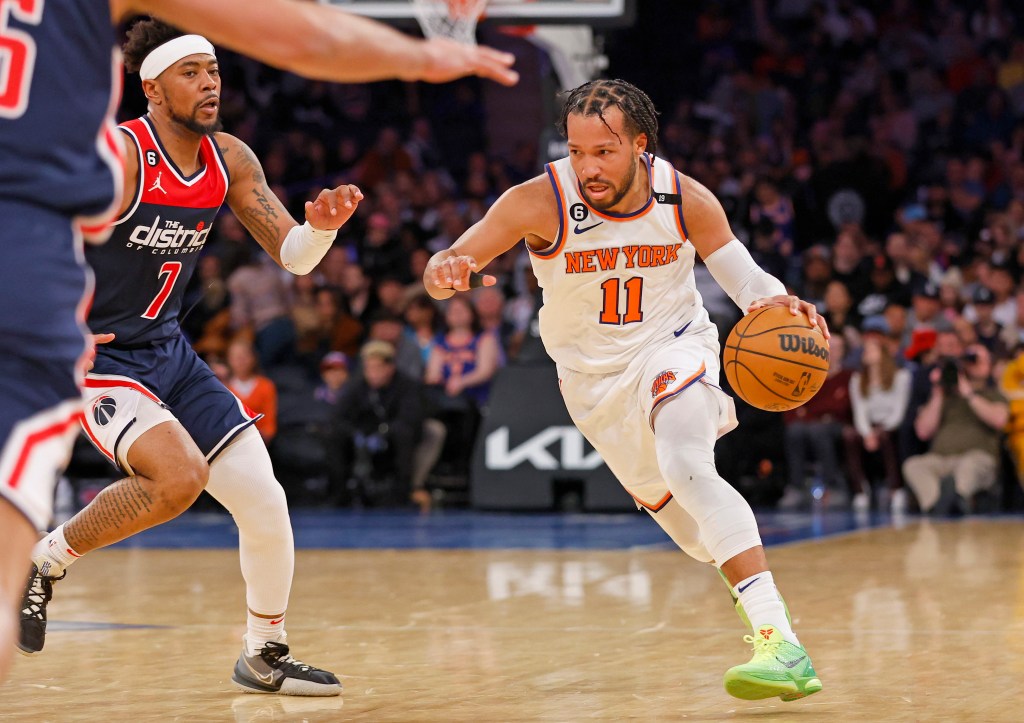 Jalen Brunson drives down the court during a recent game against the Wizards.