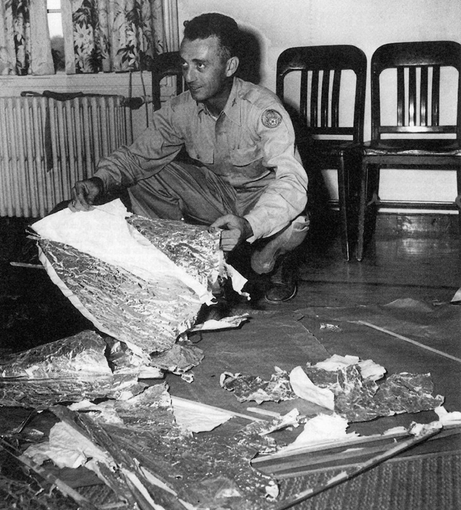 Photos of a debris recovered from the Roswell UFO site in 1947. 