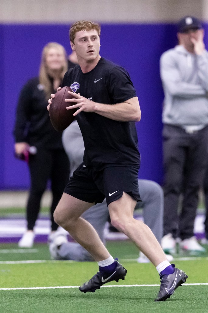 Max Duggan at TCU's pro day on March 30, 2023.