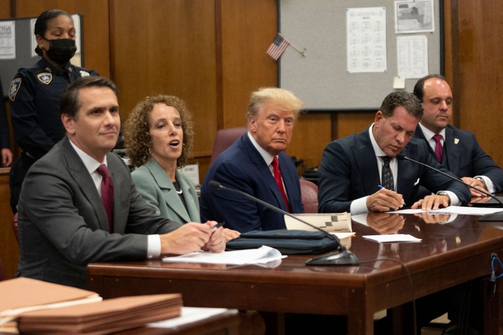 Trump with his lawyers in court