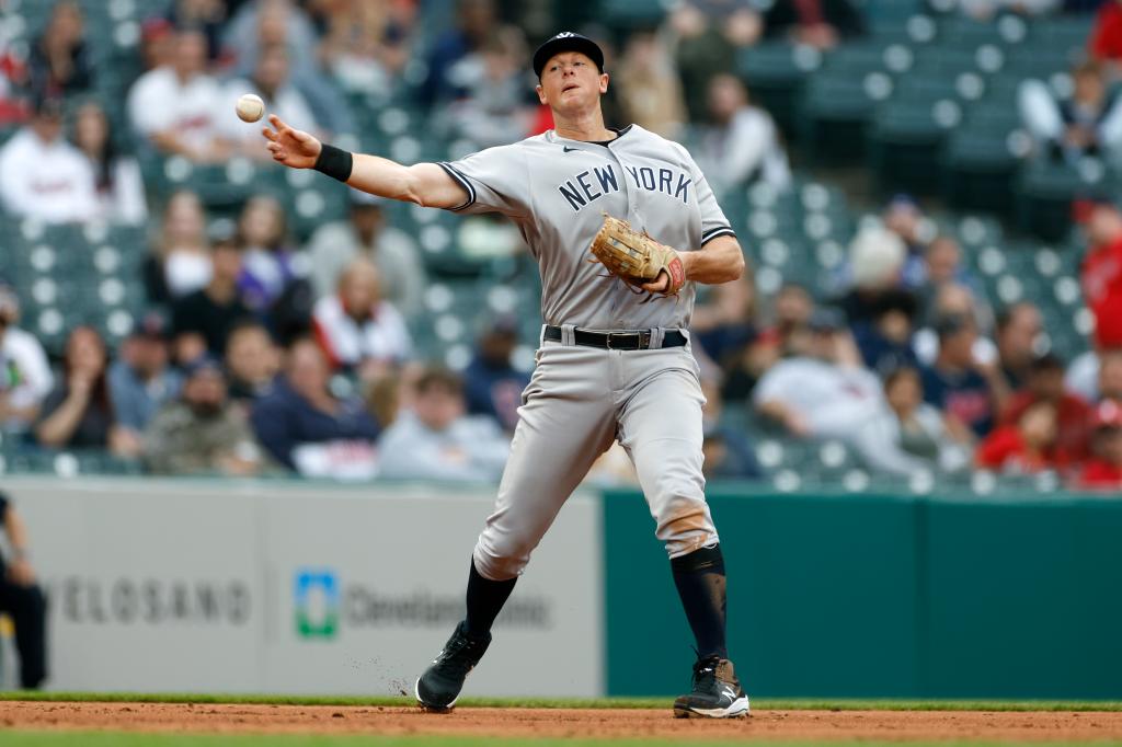 DJ LeMahiieu is out for the Yankees in the series finale against the Guardians.