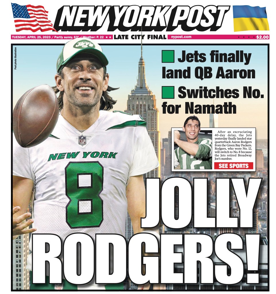 New York Post front page for Tuesday, Apr. 25, 2023.