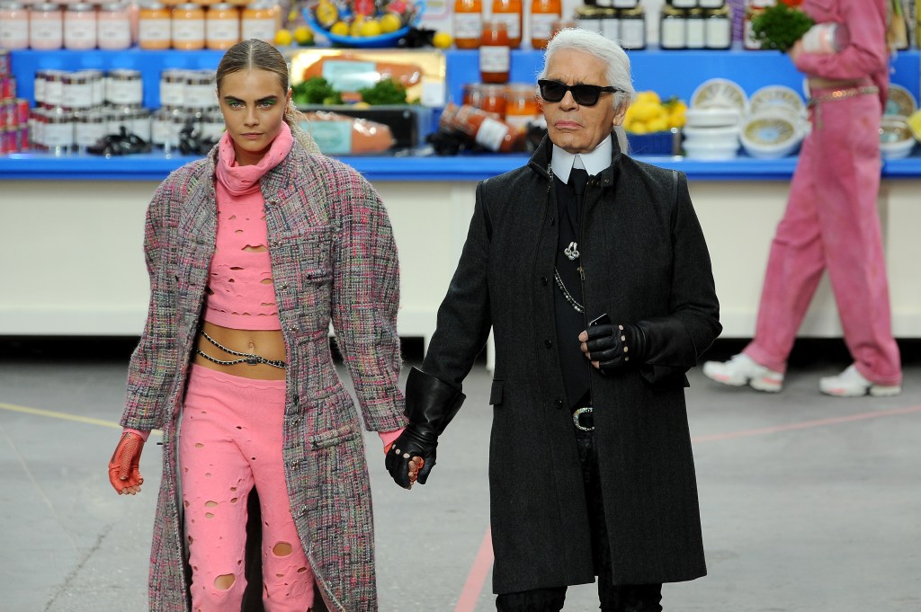 Fashion Designer Karl Lagerfeld and model Cara Delevingne