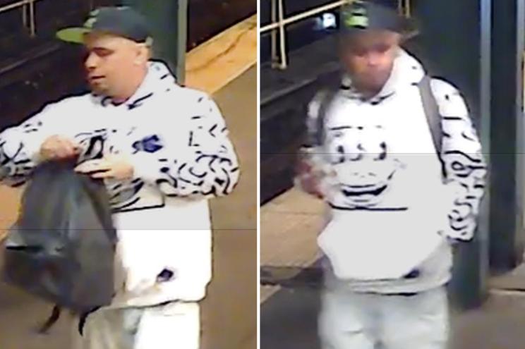 This suspect spray-painted an anti-Asian statement on the front gate of a liquor store at 21-35 Mott Ave. in Far Rockaway, police said.