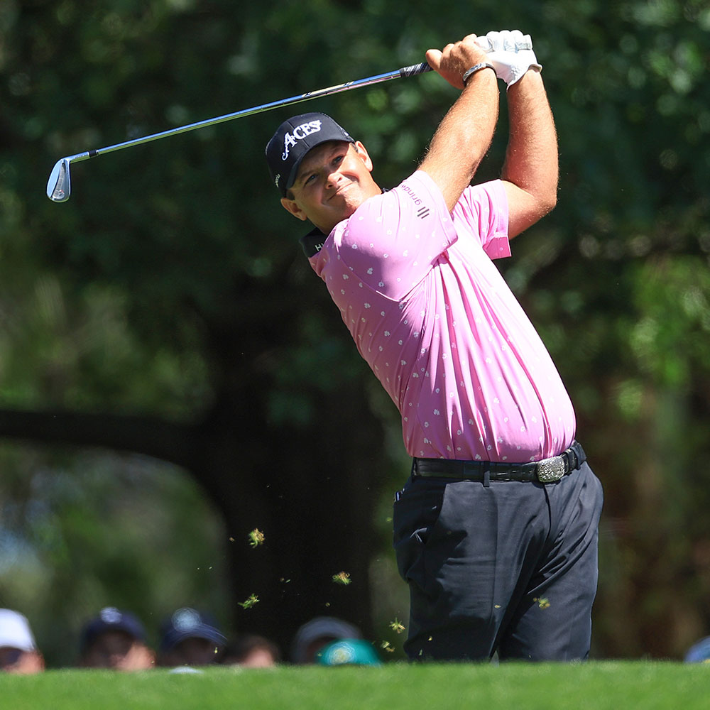 Patrick Reed of The United States plays his tee shot on the fourth hole during the final round of the 2023 Masters Tournament at Augusta National Golf Club on April 9, 2023 in Augusta, Georgia.