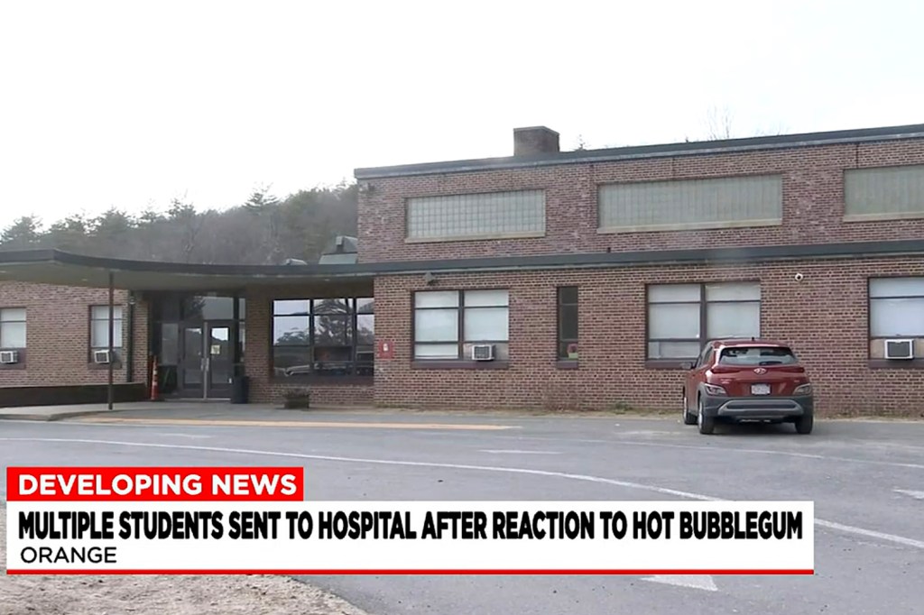 More than a half-dozen students at an elementary school in Orange, Massachusetts, were transported to hospitals after they either ate or touched a spicy gum product.