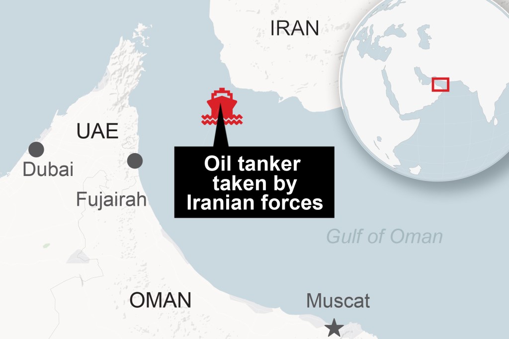 Data from MarineTraffic.com showed Advantage Sweet in the Gulf of Oman just north of Oman’s capital, Muscat, on Thursday afternoon local time. 