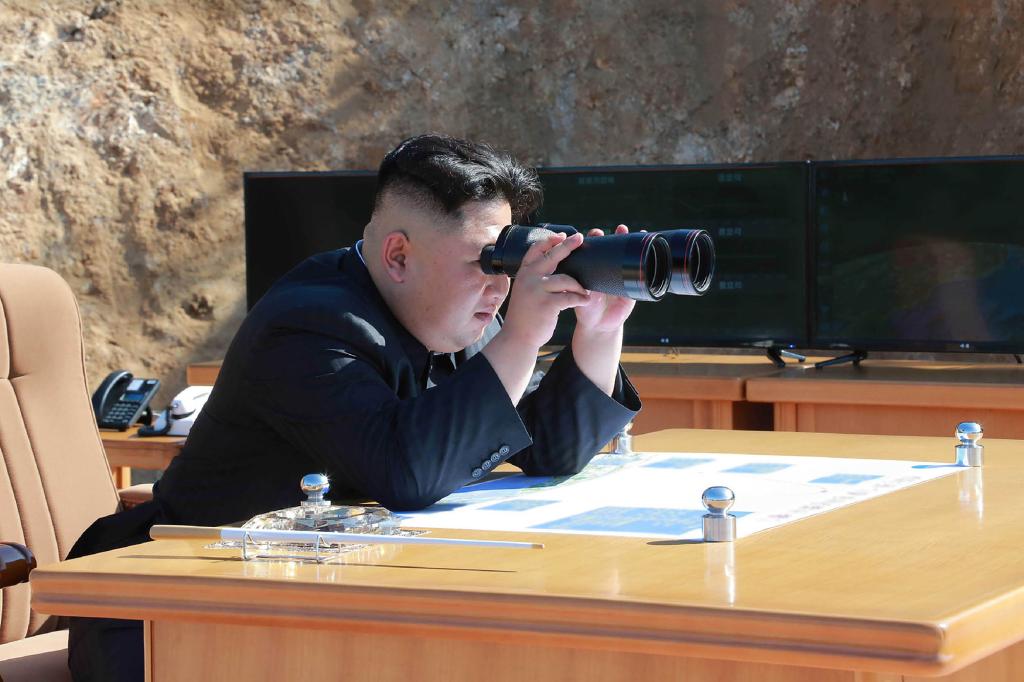 North Korea's official Korean Central News Agency (KCNA) shows North Korean leader Kim Jong-Un inspecting the test-fire of intercontinental ballistic missile Hwasong-14 at an undisclosed location.