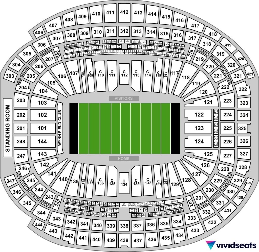 A map of the Las Vegas Raiders' Allegiant Stadium.