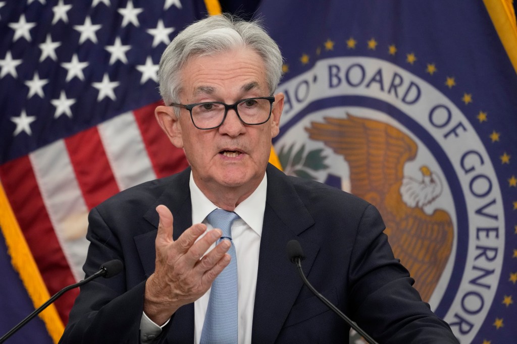 Federal Reserve Board Chair Jerome Powell speaks during a news conference at the Federal Reserve, Wednesday, March 22, 2023.