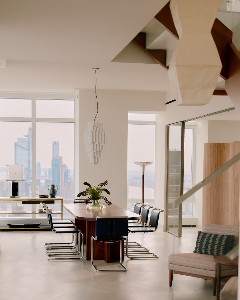 The dining area of the penthouse at 200 Amsterdam Avenue in Manhattan