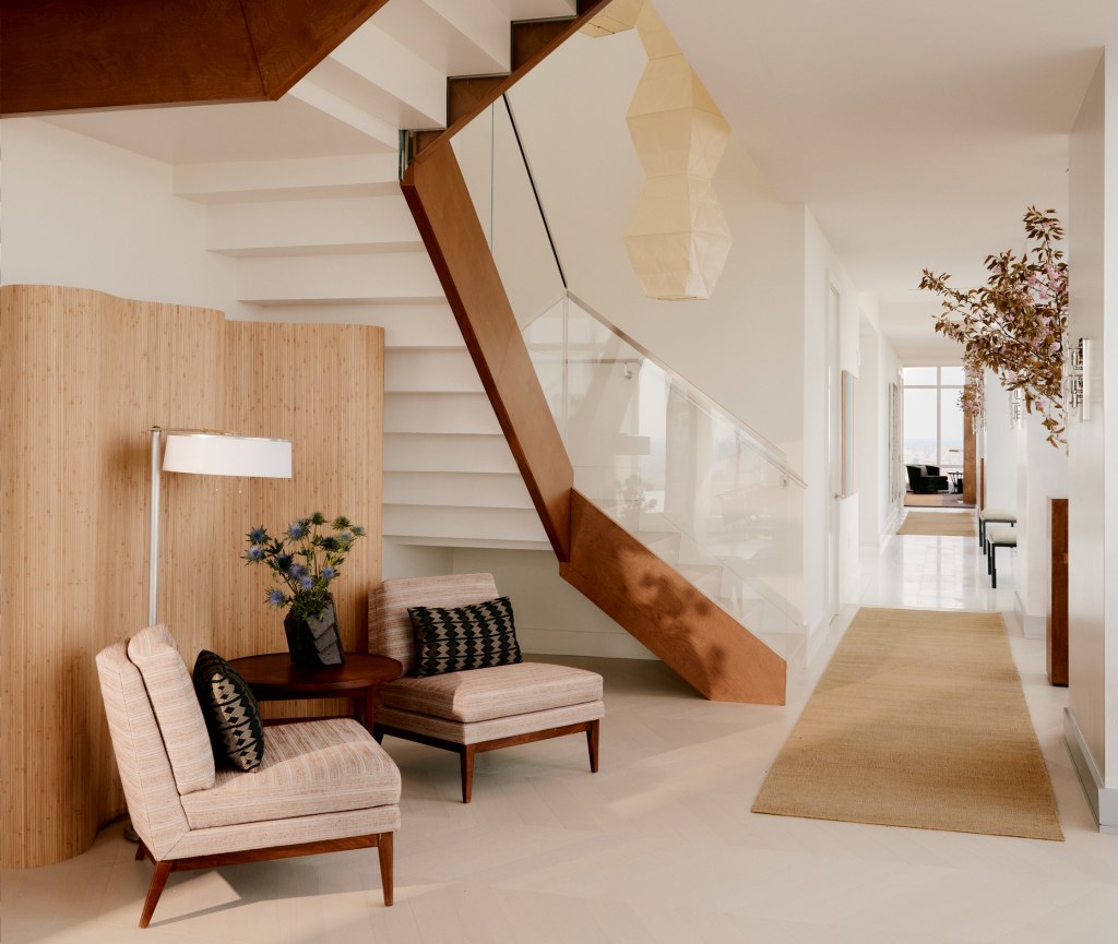 Hallway and staircase of the penthouse at 200 Amsterdam Avenue in Manhattan