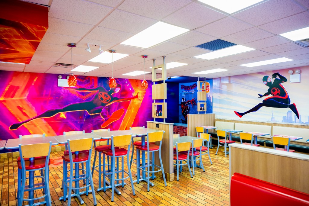 Burger King transformed into the "Spider-Verse" with Spider-man murals.