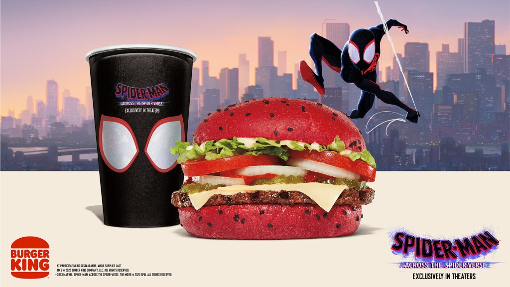 Spider-Man with the red  bun whopper.