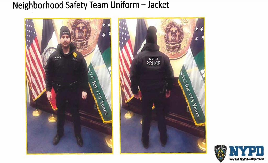 The uniform for the Neighborhood Safety team members.