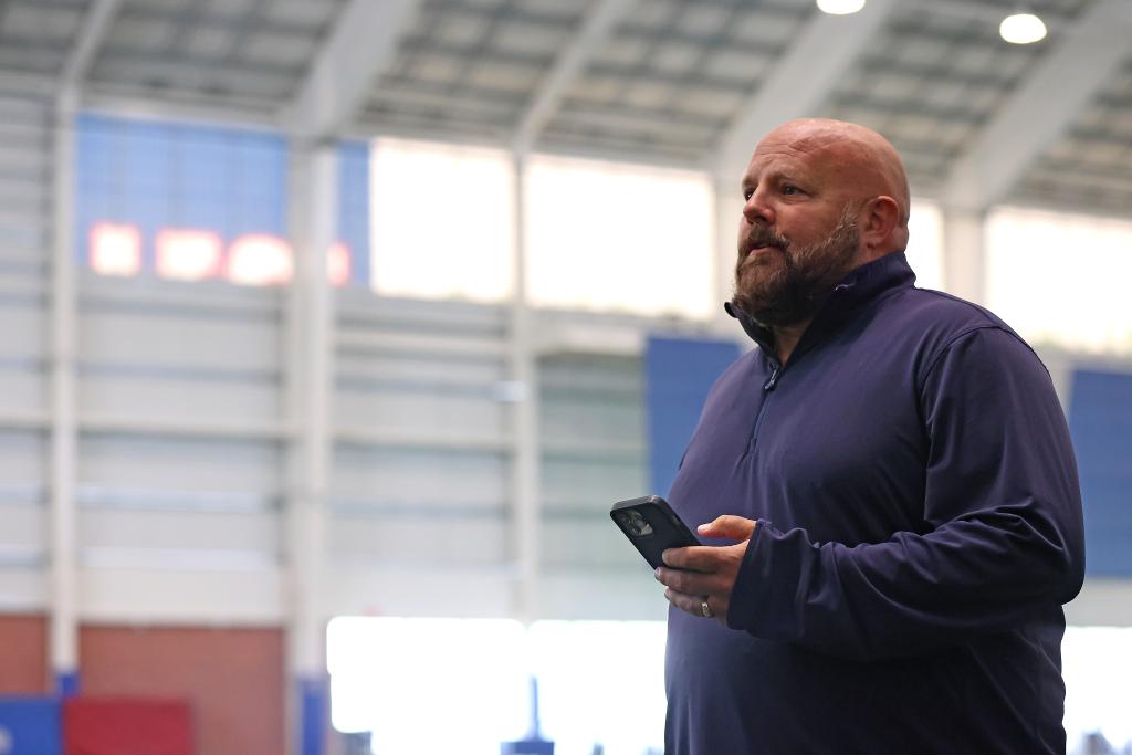 Brian Daboll gets ready to address the media before Giants practice was cancelled on June 8.