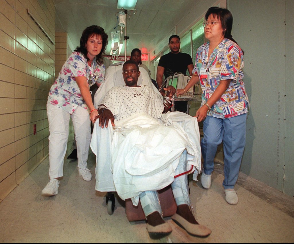 Abner Louima in the hospital after the attack. 