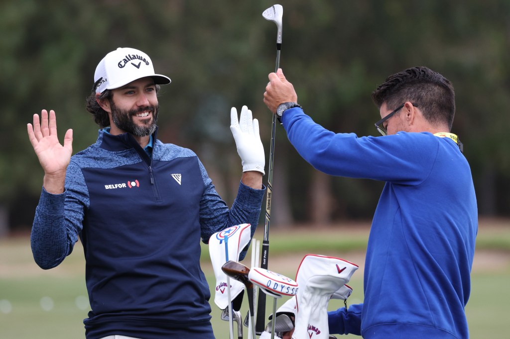 Adam Hadwin of Canada is seen on the driving range during a practice round prior to the 123rd U.S. Open Championship