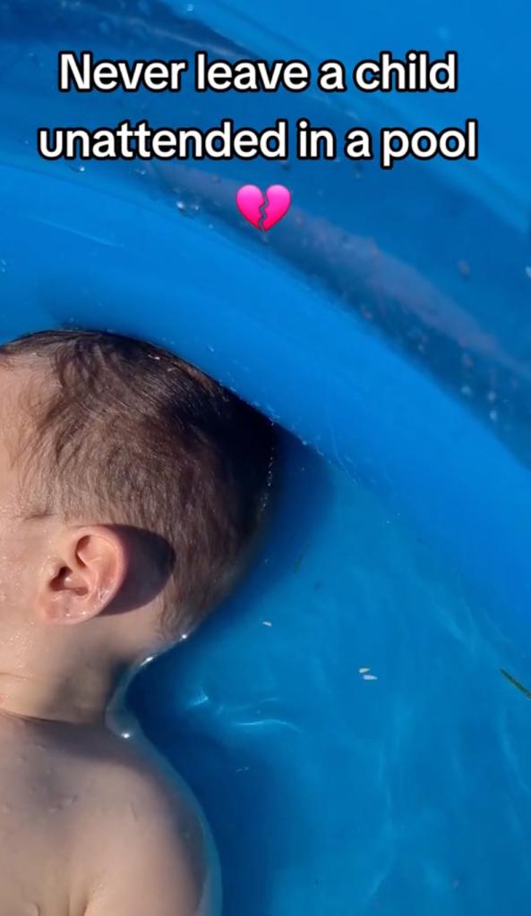 Lewis Sauderson's nephew in a paddling pool for his controversial drowning video. 