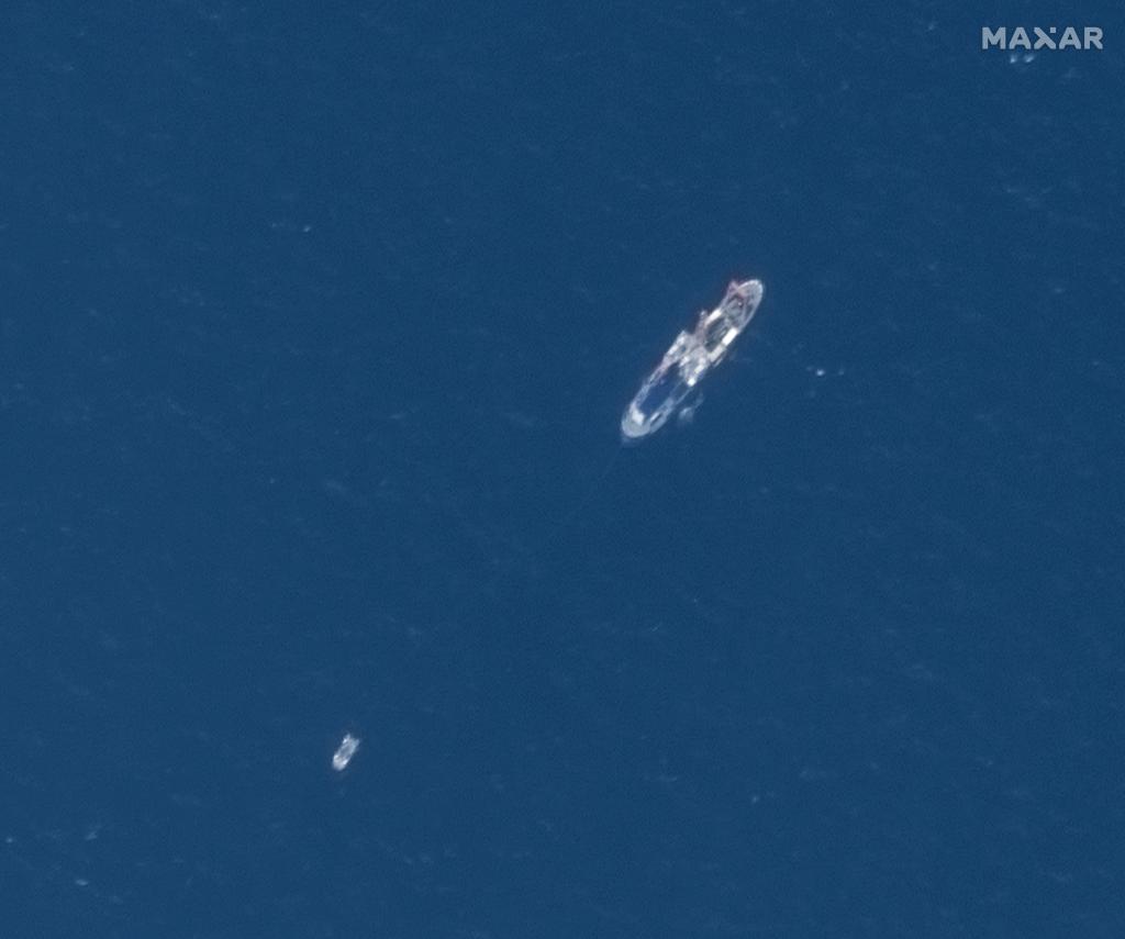 A satellite image of the search and rescue operation for the missing Titan submersible.