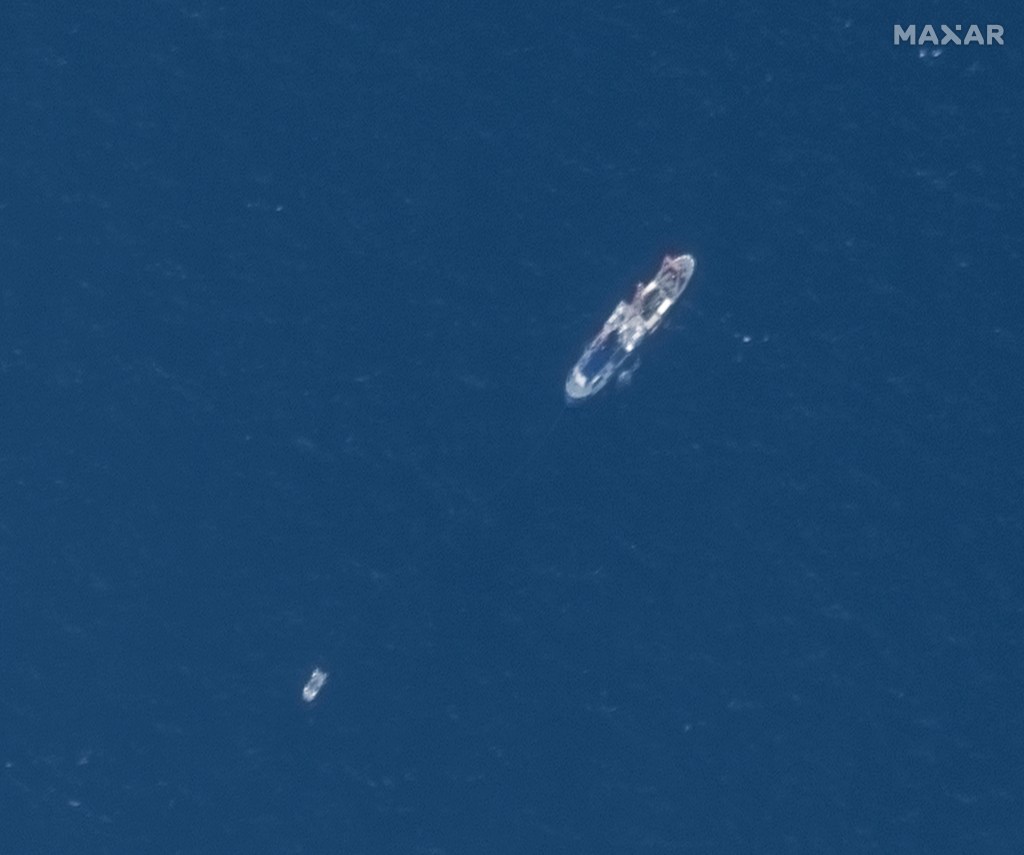 A satellite image of the search and rescue operation for the missing Titan submersible.