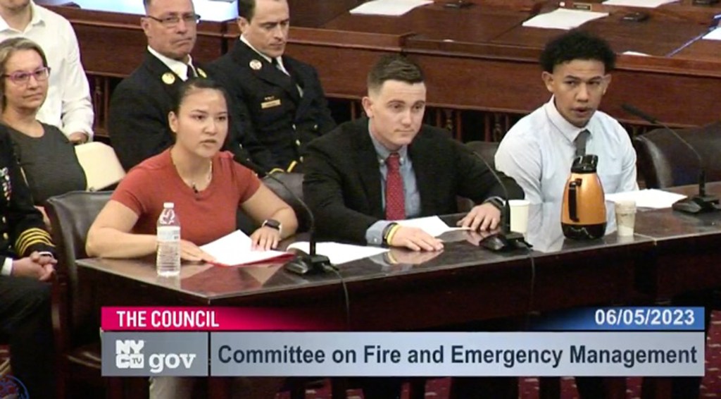 Haley Soto, an EMT, testifies before the City Council.