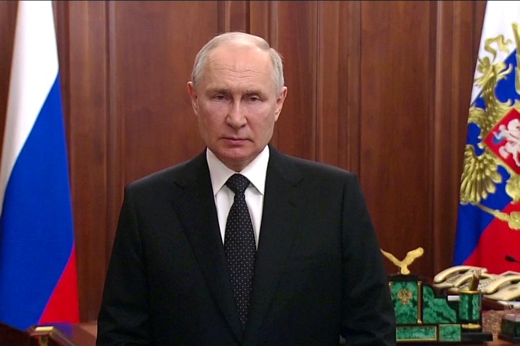 Putin addressing Russia after the armed mutiny.